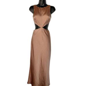 Hello Molly XS Cutout Satin Midi Dress Copper US 2